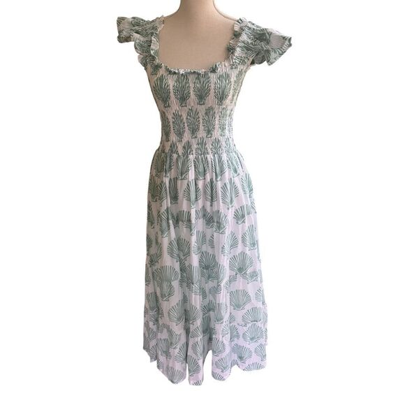 Darlington isle Amelia Island Flutter Shell Nap Dress white green XL - Picture 2 of 4